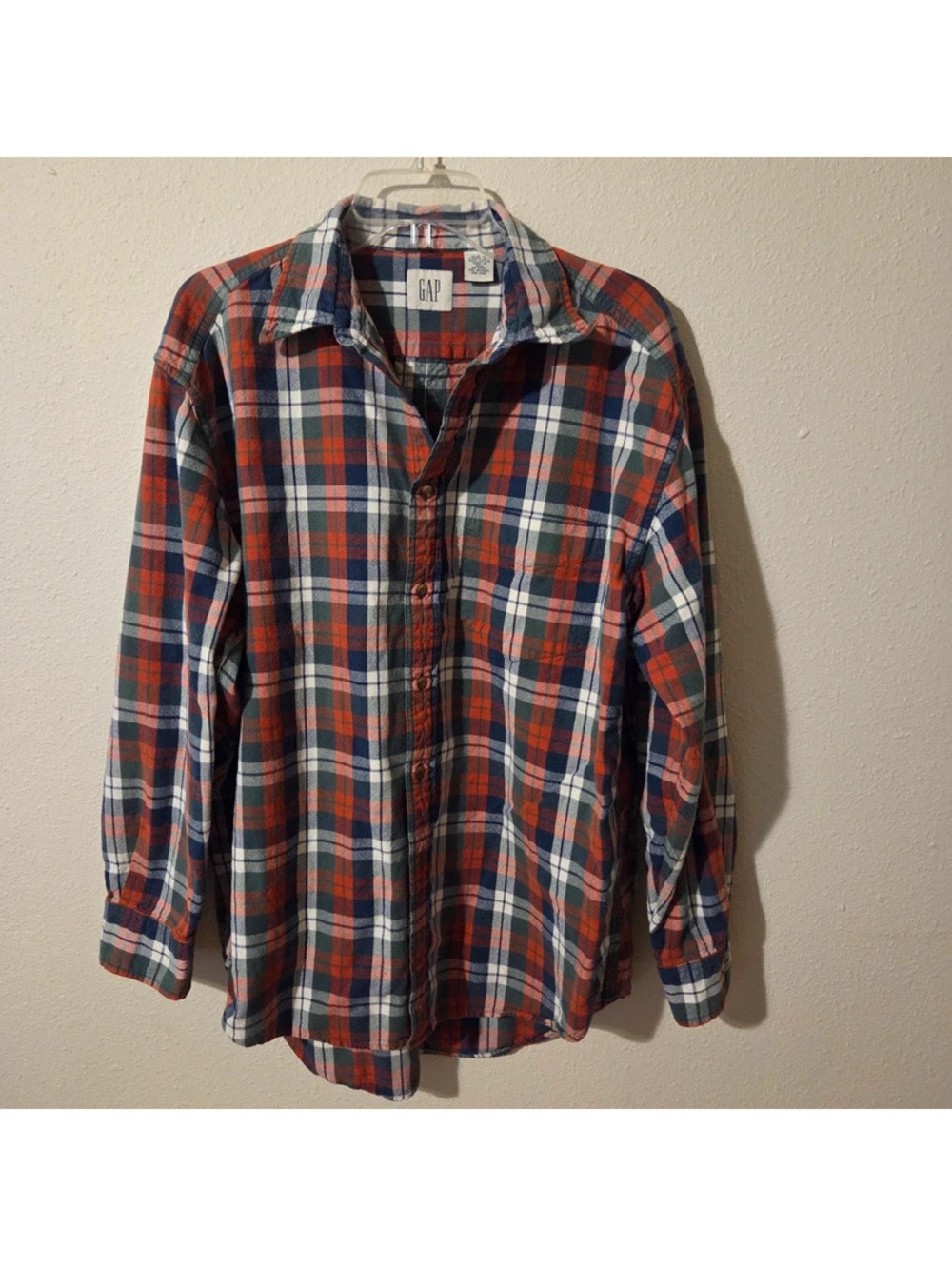 Gap red green blue button down plaid